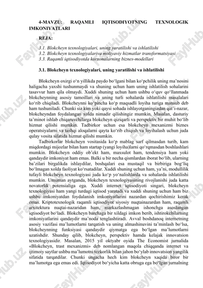 raqamli iqtisodiyotning texnologik imkoniyatlari — DOCX