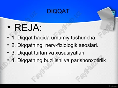 diqqatning nerv-fiziologik asoslari — PPT