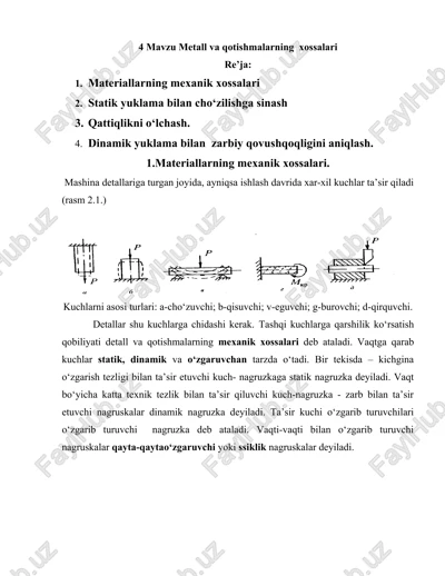 metall va qotishmalarning xossalari — DOCX