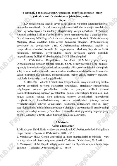o‘zbekistonning tinchlik sevar tashqi siyosati va uning jahon hamjamiyati tomonidan tan olinishi — DOCX