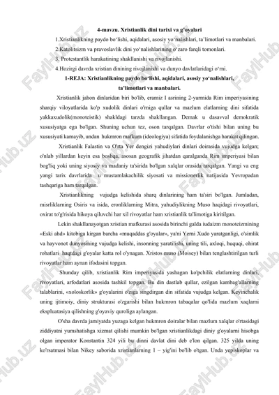 xristianlik dini tarixi va g’oyalari — DOCX
