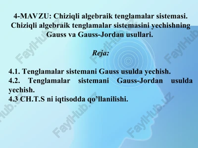 chiziqli algebraik tenglamalar sistemasi — PPT