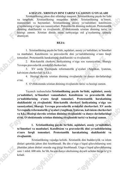 xristian dini tarixi va asosiy g‘oyalari — DOCX