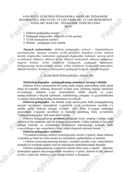 elektron pedagogika asoslari — DOCX