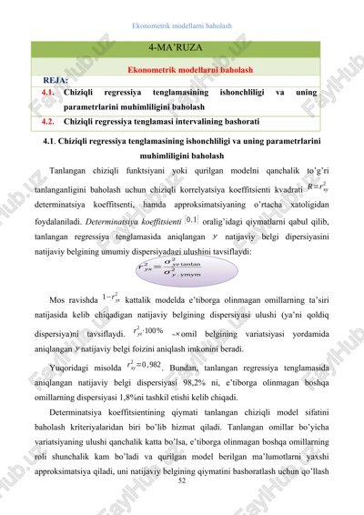 ekonometrik modellarni baholash — DOCX