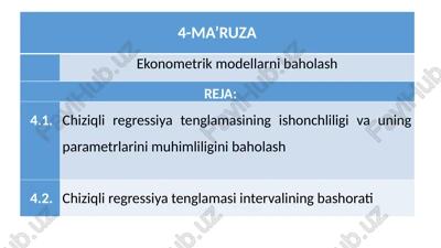 ekonometrik modellarni baholash — PPTX