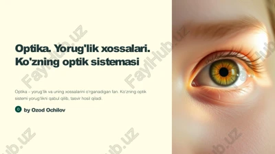 optika. yorug'lik xossalari. ko'zning optik sistemasi — PPTX