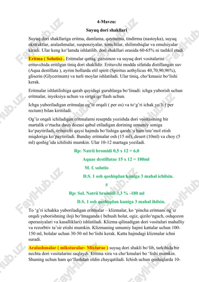 suyuq dori shakllari — DOCX