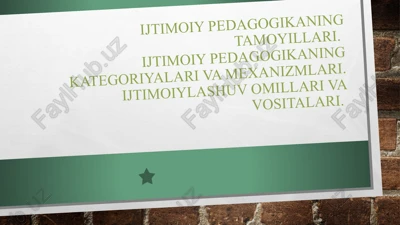 ijtimoiy pedagogikaning tamoyillari — PPTX