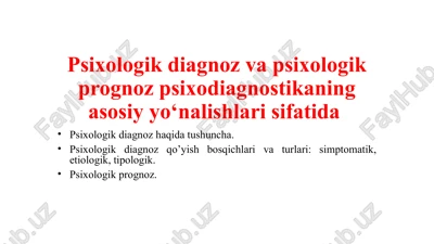 psixologik diagnoz va psixologik prognoz — PPTX