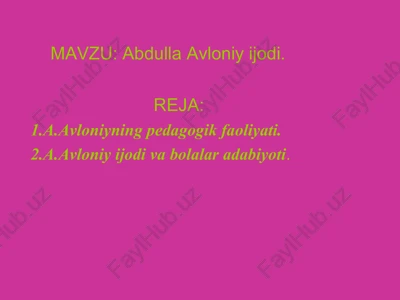 abdulla avloniy ijodi — PPT