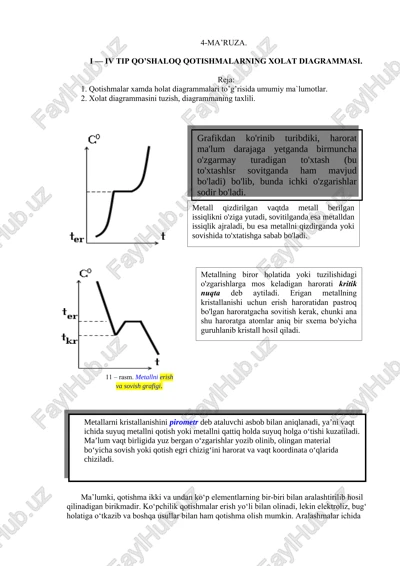 i — iv tip qo’shaloq qotishmalarning xolat diagrammasi — DOCX