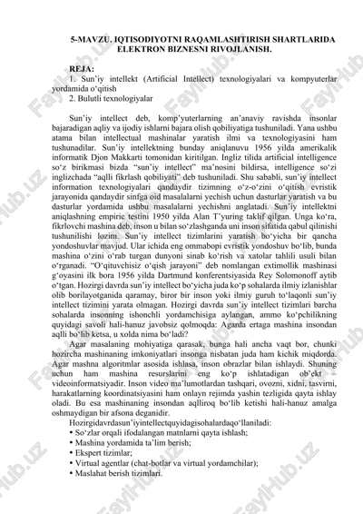 sun’iy intellekt (artificial intellect) — DOCX