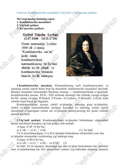 kombinatorika masalalari — DOCX
