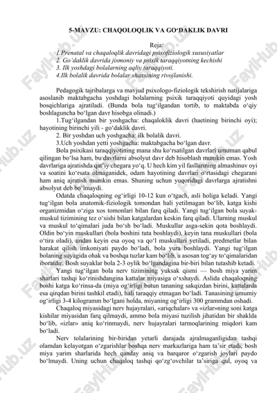 chaqoloqlik va go‘daklik davri — DOCX
