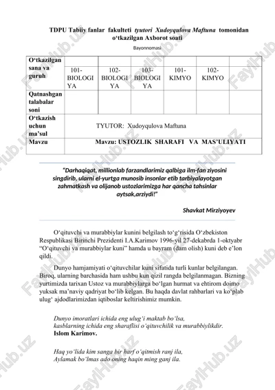 ustozlik sharafi va mas'uliyati — DOC