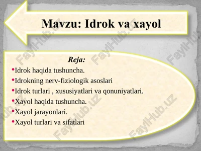 idrok va xayol — PPT