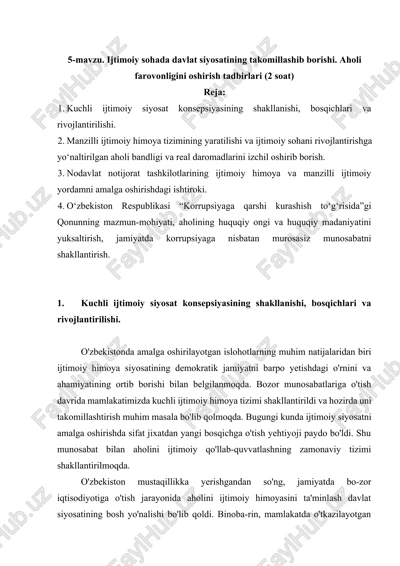 kuchli ijtimoiy siyosat konsepsiyasi — DOCX