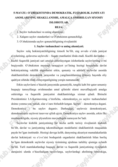 o’zbekistonda demokratik, fuqarolik jamiyati asoslari — DOCX
