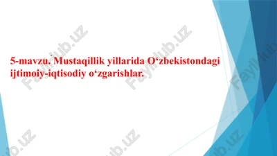 o'zbekistondagi ijtimoiy-iqtisodiy o'zgarishlar — PPTX