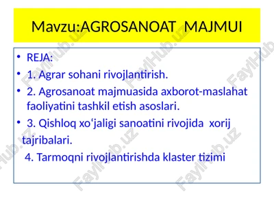 agrosanoat majmui — PPTX