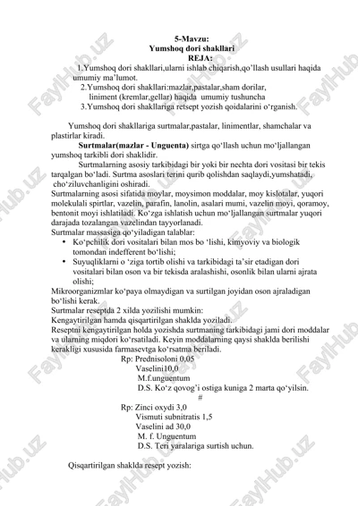 yumshoq dori shakllari — DOCX