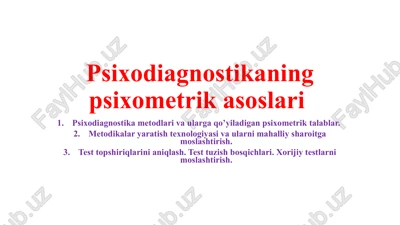 psixodiagnostikaning psixometrik asoslari — PPTX