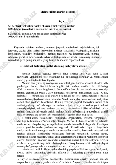 mehnatni boshqarish usullari — DOCX