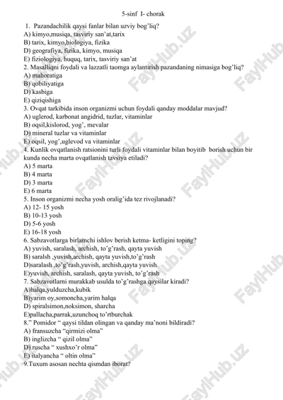 kunlik ovqatlanish ratsioni — DOCX