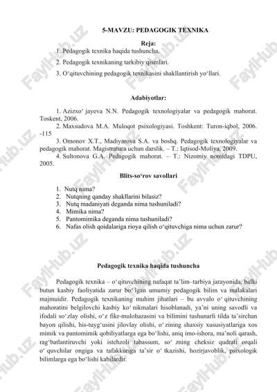 pedagogik texnika — DOCX