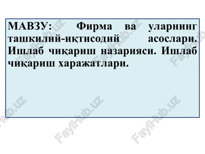 firma va ularning tashkiliy-iqtisodiy asoslari — PPT