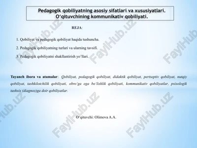 pedagogik qobiliyatning asosiysifatlari va xususiyatlari — PPTX