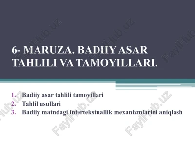 maruza. badiiy asar tahlili va tamoyillari — PPT
