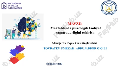 maktablardap sikhologik faoliyat samaradorligini oshirish — PPTX