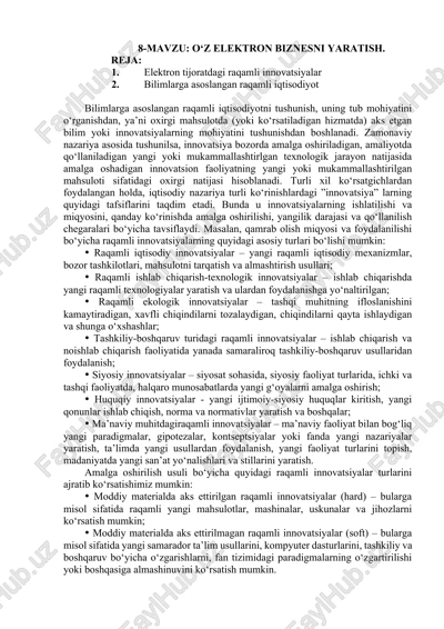 o‘z elektron biznesni yaratish — DOCX