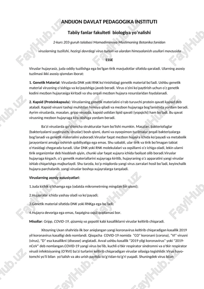 viruslar tuzilishi va ulardan himoyalanish — DOCX