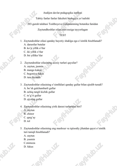 zaytundoshlar oilasi — DOCX