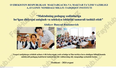 maktabning pedagog xodimlariga bo'lgan ehtiyojni aniqlash va seleksiya ishlarini samarali tashkil etish — PPT