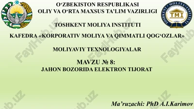 jahon bozorida elektron tijorat — PPTX