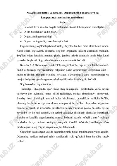 salomatlik va kasallik — DOCX