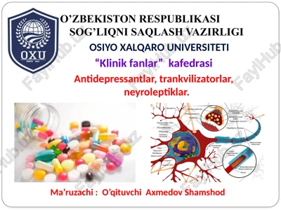 antidepressantlar, trankvilizatorlar, neyroleptiklar — PPTX