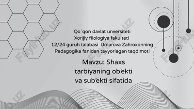 shaxs tarbiyaning ob’ekti va sub’ekti — PDF