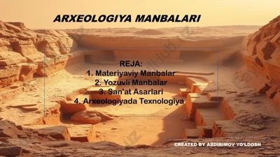 arxeologiya manbalari — PPTX