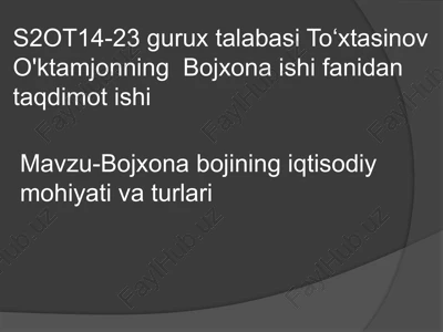 bojxona bojining iqtisodiy mohiyati va turlari — PPTX