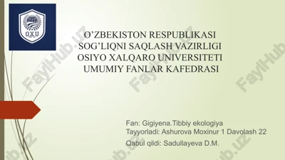 o’quvchilarni gigiyenik tarbiyalash — PPTX