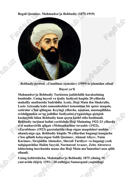 mahmudxo‘ja behbudiy (1875-1919) — DOCX