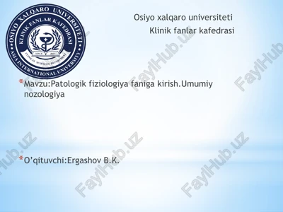 patologik fiziologiya fanining maqsadi, vazifalari va tarkibiy qismlari — PPTX