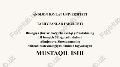 biologik faol moddalarni sintez qiluvchi mikroorganizmlar: ajratish usullari — PPTX