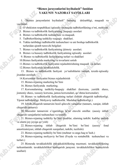 biznes jarayonlarini loyihalash — DOCX