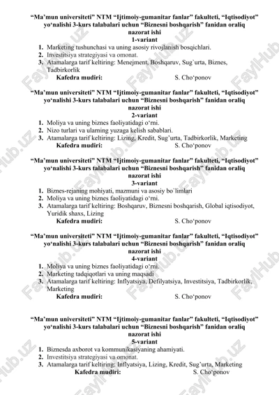 biznesni boshqarish — DOCX